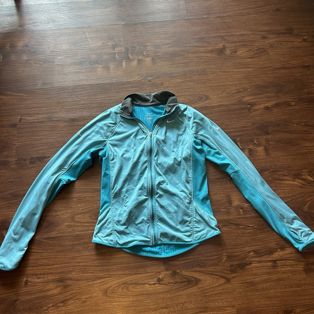 Women Nike Dri-Fit Full Zip Jacket- Light Blue Medium